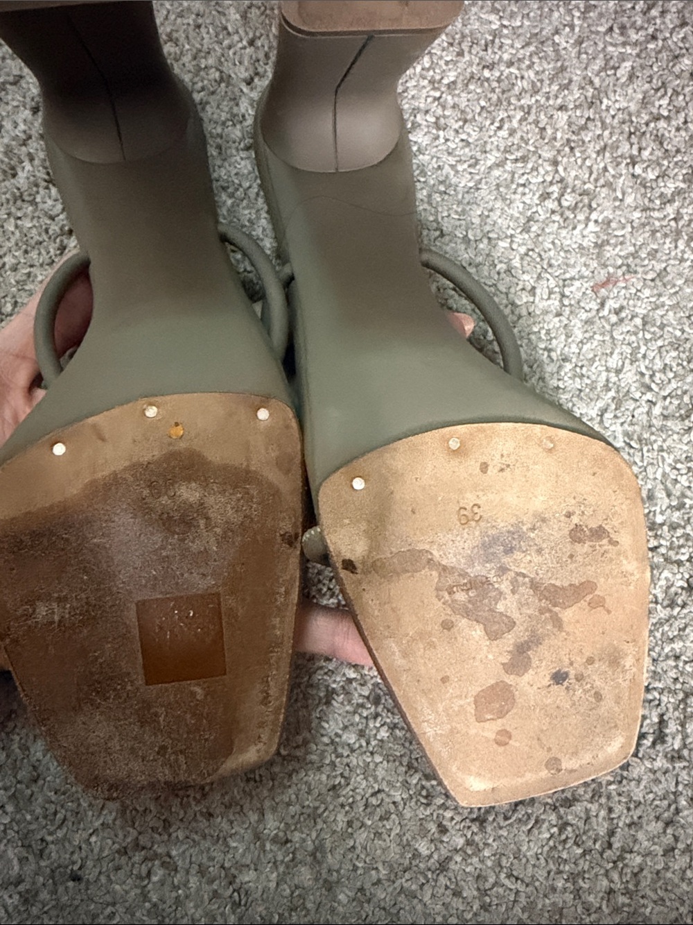 Women's Beige Strappy Square-Toe Heeled Sandals - Picture 5 of 5